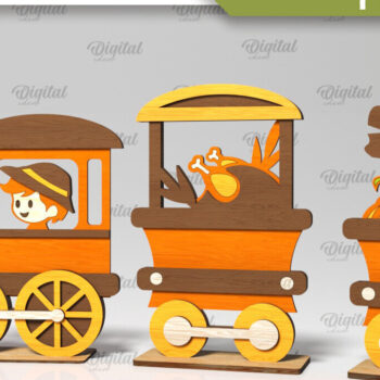 Intra απο ξύλο plywood 3mm-4mm πάχος τρισδιάστατων τρένων για την Ημέρα των Ευχαριστιών Δίασταση 30x20 cm INTRAFABR-105993276 - Image 4