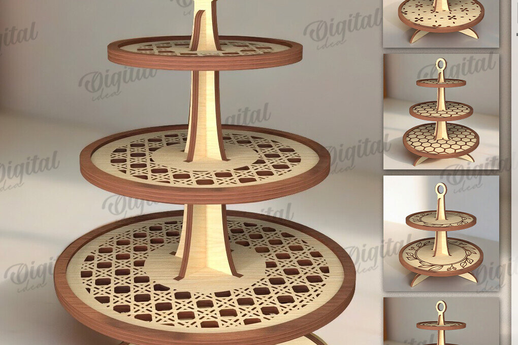Intra απο ξύλο plywood 3mm-4mm πάχος Δέσμη κοπής με λέιζερ με τρισδιάστατες βάσεις δίσκου Δίασταση 30x20 cm INTRAFABR-120711033 - Image 1