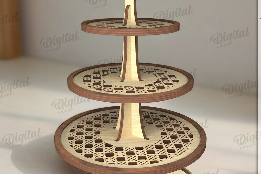 Intra απο ξύλο plywood 3mm-4mm πάχος Δέσμη κοπής με λέιζερ με τρισδιάστατες βάσεις δίσκου Δίασταση 30x20 cm INTRAFABR-120711033 - Image 4