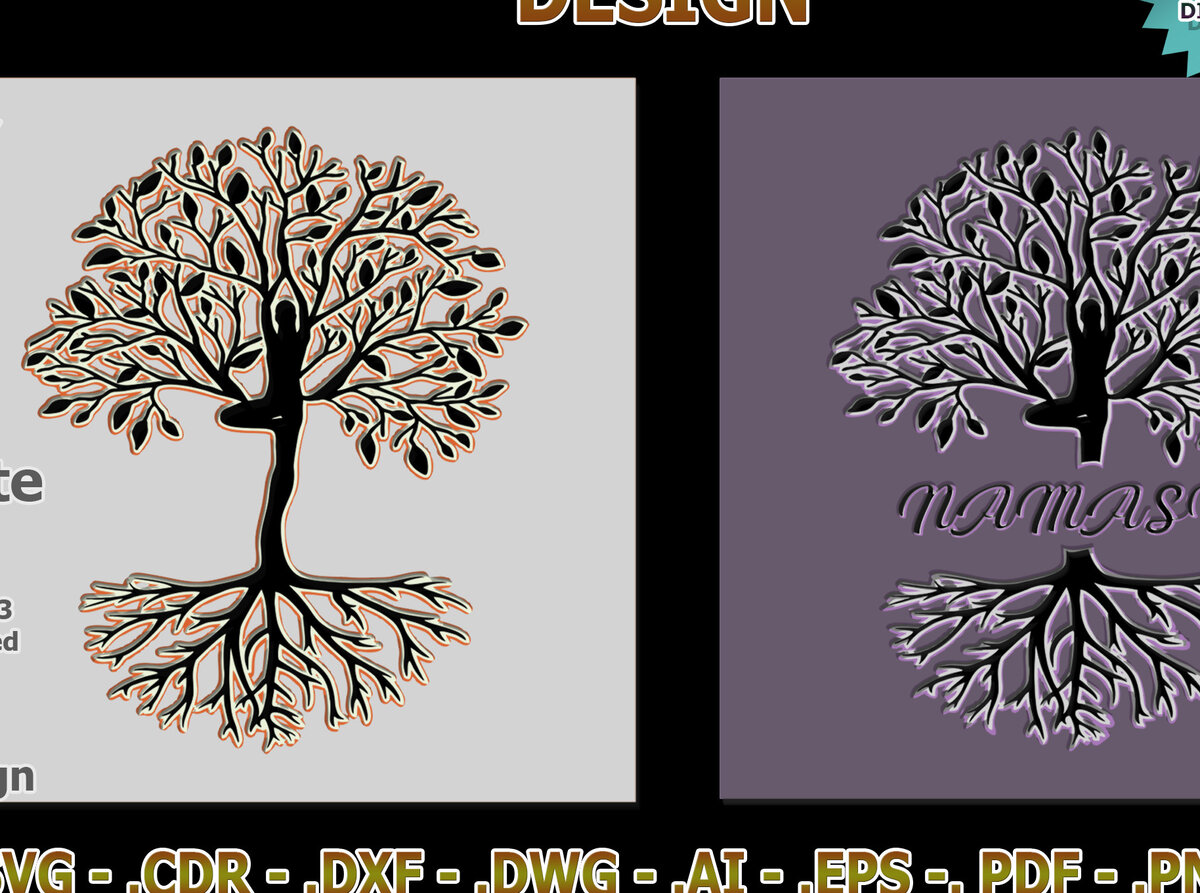 Intra απο ξύλο plywood 3mm-4mm πάχος Πρότυπο 3D Tree of Life Shadowbox Δίασταση 6x6 cm INTRAFABR-9643152 - Image 4
