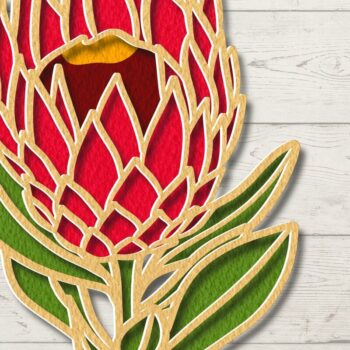 Intra απο ξύλο plywood 3mm-4mm πάχος 3D Tropical Flower Protea Δίασταση 30x20 cm INTRAFABR-75732248 - Image 1