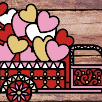Intra απο ξύλο plywood 3mm-4mm πάχος 3D Truck with Hearts Valentine Truck Δίασταση 40x40 cm INTRAFABR-58863525 - Image 1
