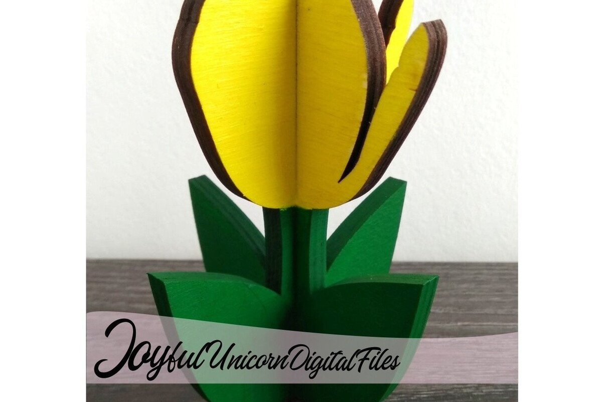 Intra απο ξύλο plywood 3mm-4mm πάχος 3D Tulips Cut Δίασταση 15x15 cm INTRAFABR-33347669 - Image 2