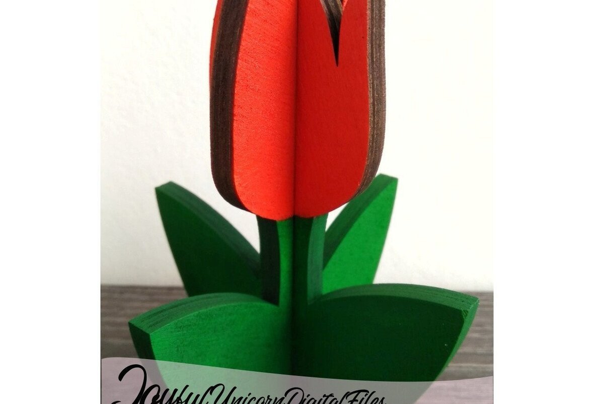 Intra απο ξύλο plywood 3mm-4mm πάχος 3D Tulips Cut Δίασταση 15x15 cm INTRAFABR-33347669 - Image 5