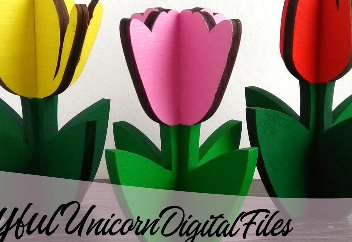 Intra απο ξύλο plywood 3mm-4mm πάχος 3D Tulips Cut Δίασταση 15x15 cm INTRAFABR-33347669 - Image 6