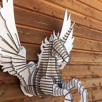 Intra απο ξύλο plywood 3mm-4mm πάχος Τρισδιάστατο διακοσμητικό διάγραμμα Unicorn, αλόγων Δίασταση 30x20 cm INTRAFABR-37539592 - Image 1