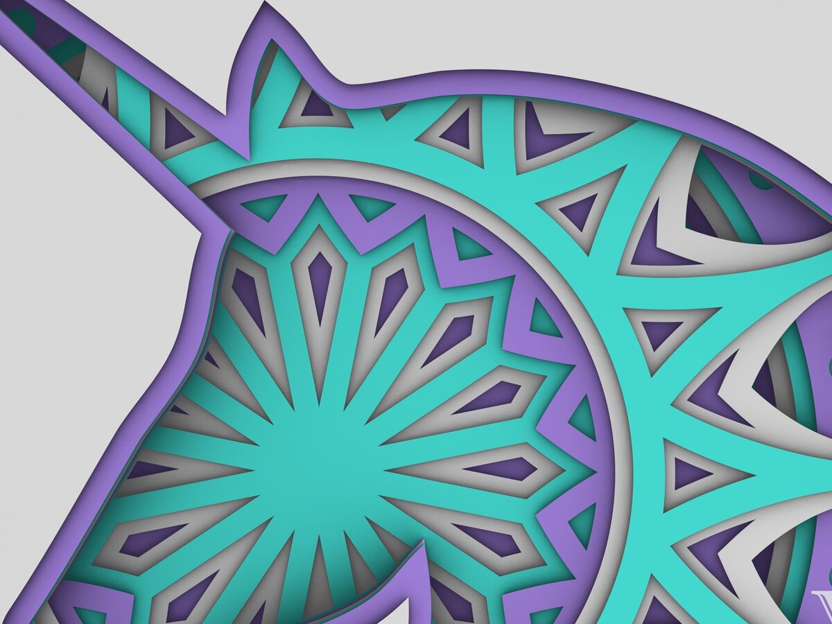 Intra απο ξύλο plywood 3mm-4mm πάχος 3D Unicorn Mandala , 3D Unicorn Δίασταση 30x30 cm INTRAFABR-29233855 - Image 7