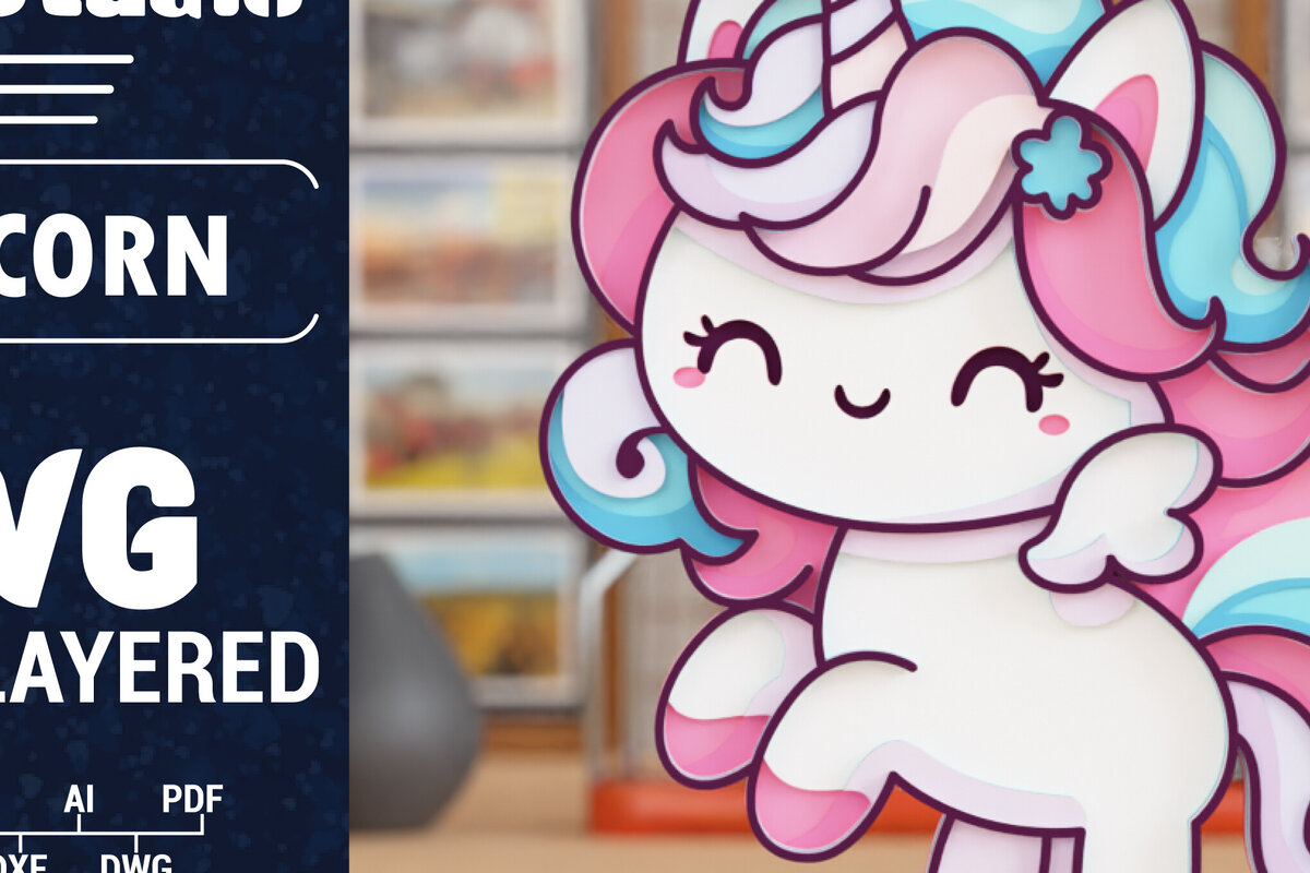 Intra απο ξύλο plywood 3mm-4mm πάχος 3D Unicorn Multilayer Cut  Δίασταση 1500x1500 cm INTRAFABR-119990854