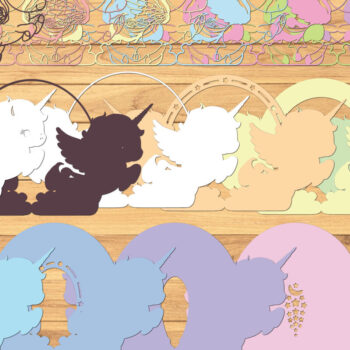Intra απο ξύλο plywood 3mm-4mm πάχος 3d Unicorn & Rainbow Paper Cut Δίασταση 1200x1200 cm INTRAFABR-65637715 - Image 2