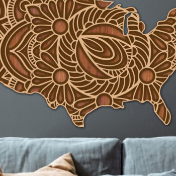 Intra απο ξύλο plywood 3mm-4mm πάχος 3D USA Country  κομμένος ξύλινος χάρτης Δίασταση 15x15 cm INTRAFABR-25336150 - Image 1