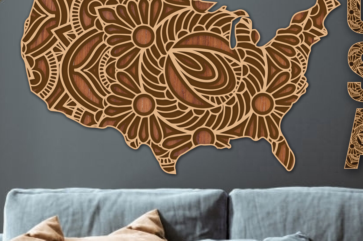 Intra απο ξύλο plywood 3mm-4mm πάχος 3D USA Country  κομμένος ξύλινος χάρτης Δίασταση 15x15 cm INTRAFABR-25336150