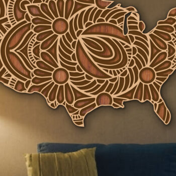 Intra απο ξύλο plywood 3mm-4mm πάχος 3D USA Country  κομμένος ξύλινος χάρτης Δίασταση 15x15 cm INTRAFABR-25336150 - Image 2