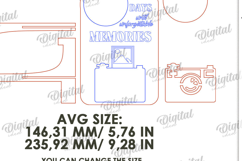 Intra απο ξύλο plywood 3mm-4mm πάχος Τρισδιάστατη αντίστροφη μέτρηση για διακοπές Δίασταση 30x20 cm INTRAFABR-123570020 - Image 2