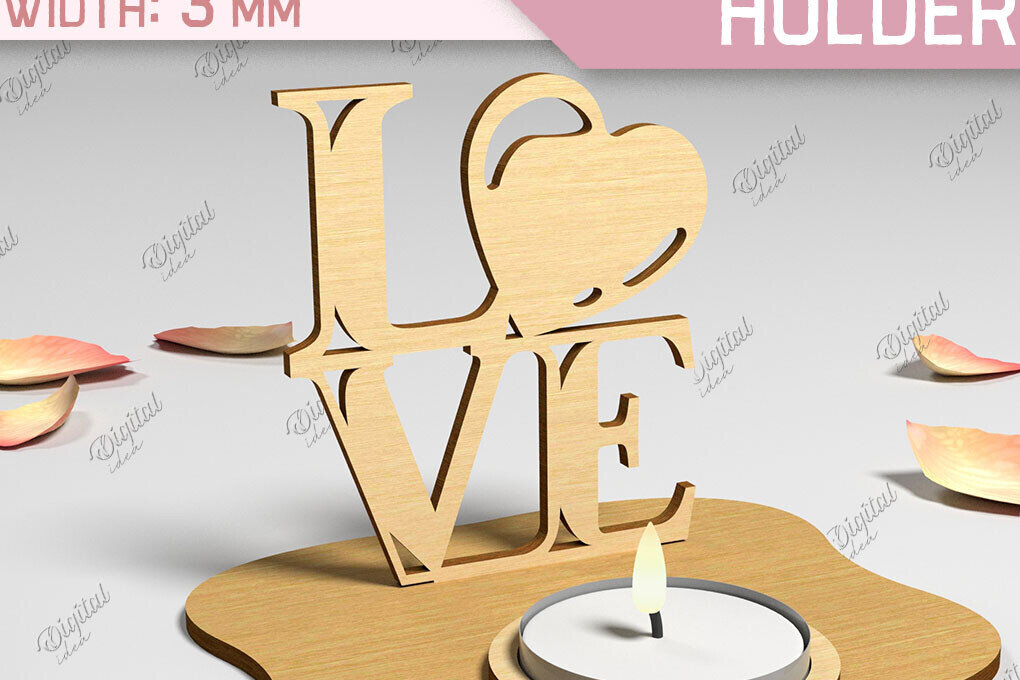 Intra απο ξύλο plywood 3mm-4mm πάχος 3D Κηροπήγιο Αγίου Βαλεντίνου Δίασταση 15x15 cm INTRAFABR-87673917 - Image 4