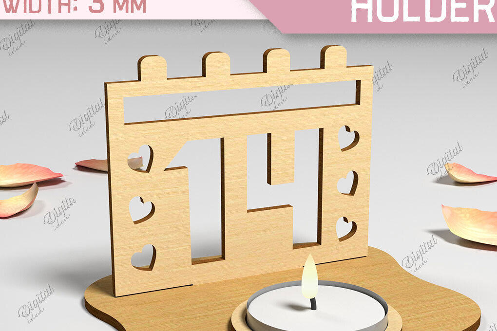 Intra απο ξύλο plywood 3mm-4mm πάχος Τρισδιάστατη θήκη για κεριά Αγίου Βαλεντίνου Cut  Δίασταση 15x15 cm INTRAFABR-87674323