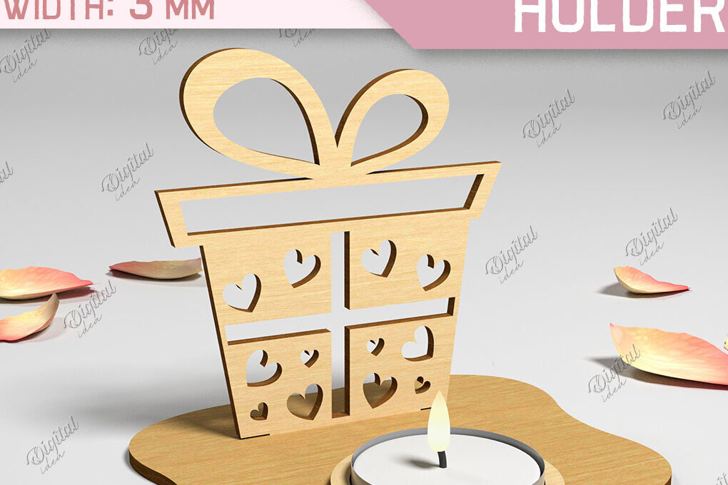 Intra απο ξύλο plywood 3mm-4mm πάχος Τρισδιάστατη θήκη για κεριά Αγίου Βαλεντίνου Cut  Δίασταση 15x15 cm INTRAFABR-87674141