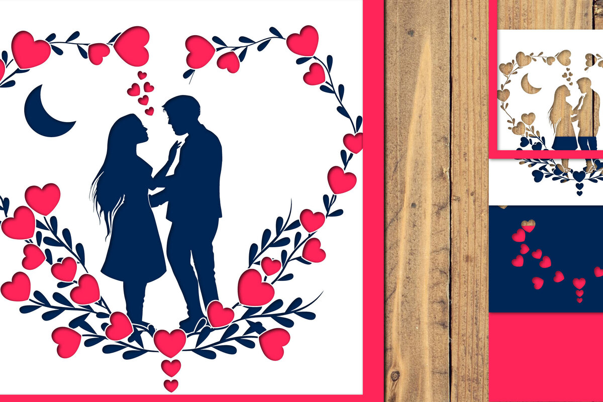 Intra απο ξύλο plywood 3mm-4mm πάχος 3D Valentine Digital Multilayer Layout Δίασταση 1500x1500 cm INTRAFABR-115471449 - Image 1