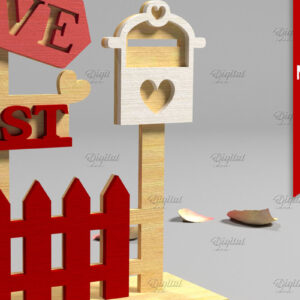 Intra απο ξύλο plywood 3mm-4mm πάχος 3D Valentine. Τομή με λέιζερ κατεύθυνσης Δίασταση 15x15 cm INTRAFABR-83942063