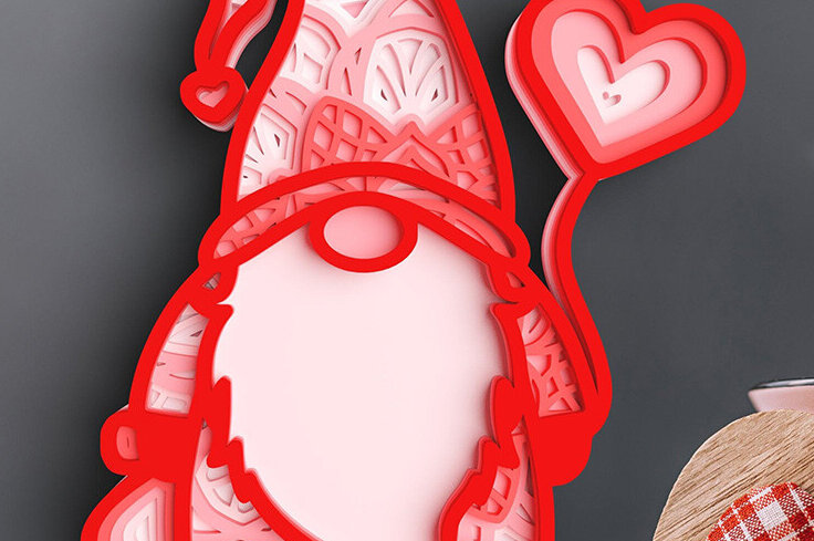 Intra απο ξύλο plywood 3mm-4mm πάχος 3D Valentine Gnome 6 Layer Δίασταση 25x25 cm INTRAFABR-101204292