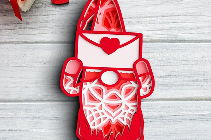 Intra απο ξύλο plywood 3mm-4mm πάχος 3D Valentine Gnome 6 Layer Δίασταση 25x25 cm INTRAFABR-101203803