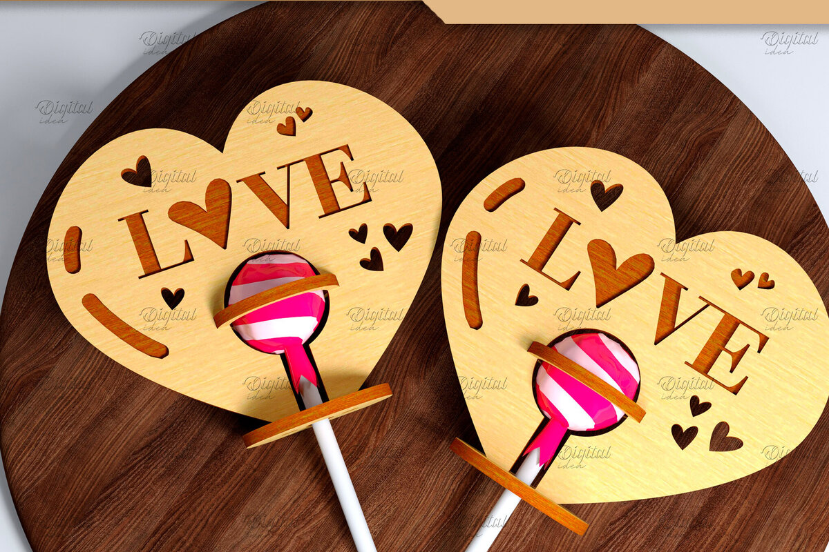 Intra απο ξύλο plywood 3mm-4mm πάχος 3D Valentine. Lollipop Holder Cut  Δίασταση 15x15 cm INTRAFABR-83941378