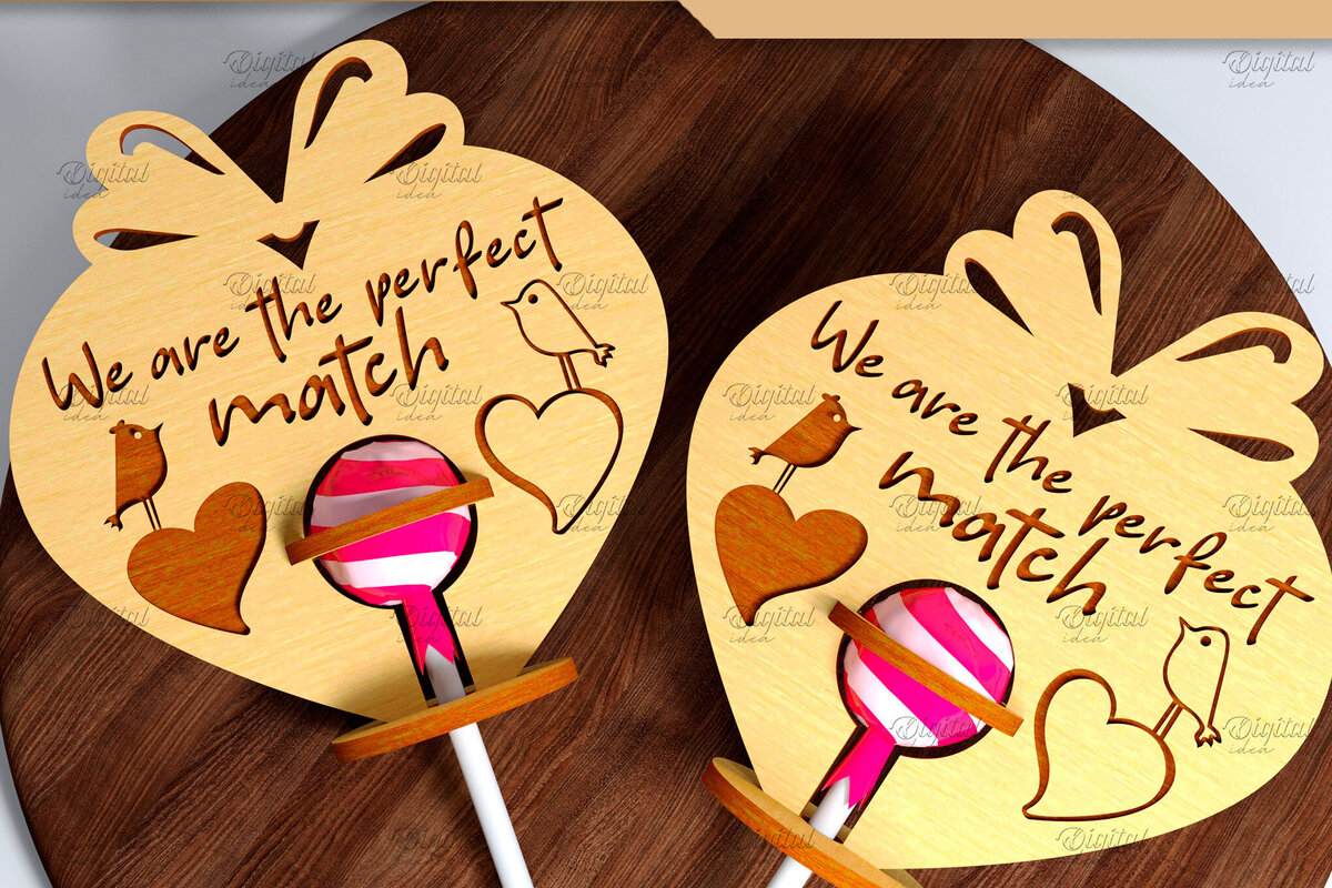 Intra απο ξύλο plywood 3mm-4mm πάχος 3D Valentine. Lollipop Holder Cut  Δίασταση 15x15 cm INTRAFABR-83941412