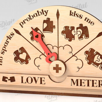 Intra απο ξύλο plywood 3mm-4mm πάχος Τρισδιάστατη Valentine Love Meter Δίασταση 15x15 cm INTRAFABR-113260670 - Image 1
