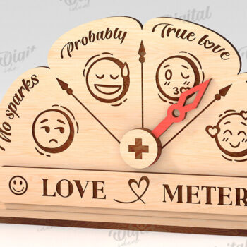 Intra απο ξύλο plywood 3mm-4mm πάχος Τρισδιάστατη Valentine Love Meter Δίασταση 15x15 cm INTRAFABR-113260714 - Image 1