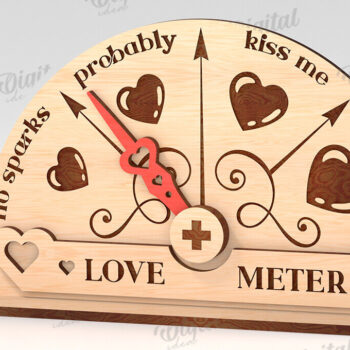 Intra απο ξύλο plywood 3mm-4mm πάχος Τρισδιάστατη Valentine Love Meter Δίασταση 15x15 cm INTRAFABR-113260744 - Image 1