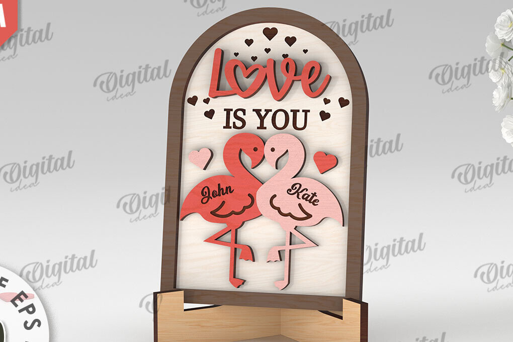 Intra απο ξύλο plywood 3mm-4mm πάχος Σχέδιο κοπής με λέιζερ 3D δώρου για την ημέρα του Αγίου Βαλεντίνου Δίασταση 15x15 cm INTRAFABR-112889100