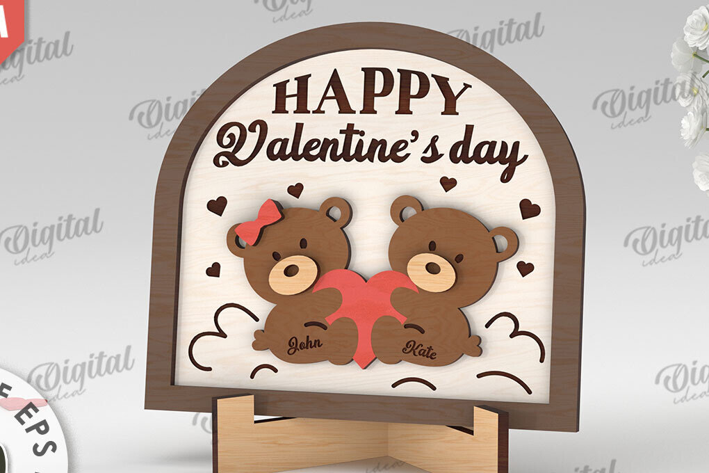 Intra απο ξύλο plywood 3mm-4mm πάχος Σχέδιο κοπής με λέιζερ 3D δώρου για την ημέρα του Αγίου Βαλεντίνου Δίασταση 15x15 cm INTRAFABR-112889663