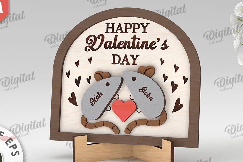 Intra απο ξύλο plywood 3mm-4mm πάχος Σχέδιο κοπής με λέιζερ 3D δώρου για την ημέρα του Αγίου Βαλεντίνου Δίασταση 15x15 cm INTRAFABR-112889927
