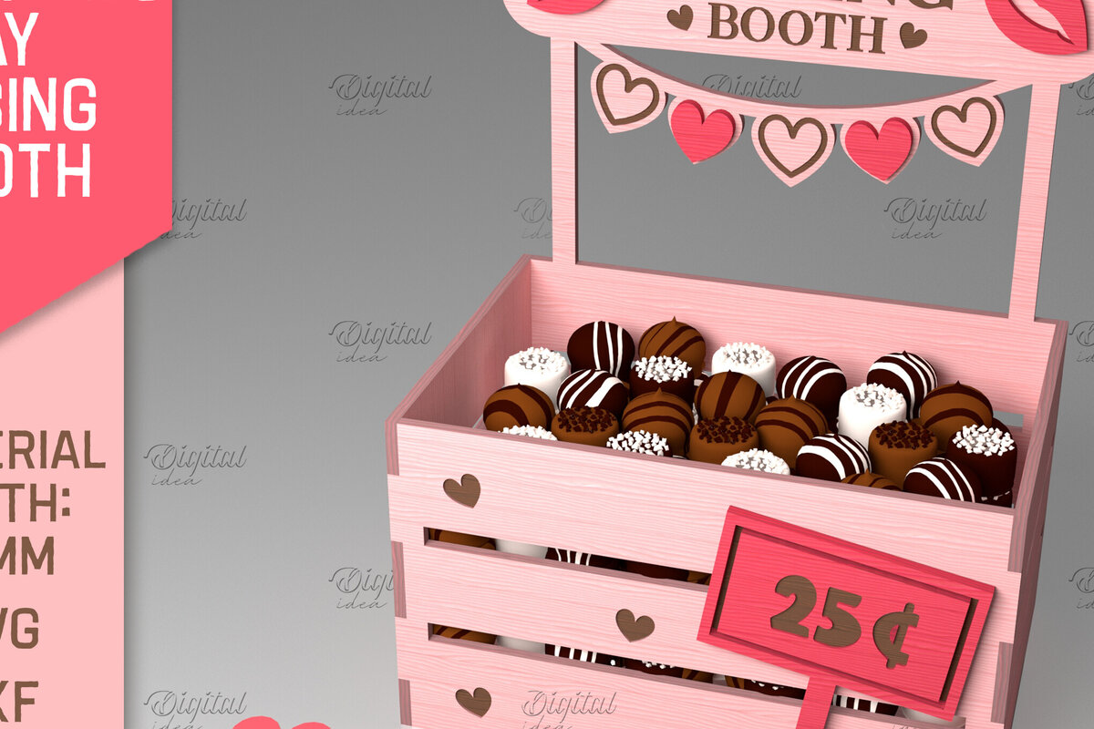 Intra απο ξύλο plywood 3mm-4mm πάχος τρισδιάστατη ημέρα του Αγίου Βαλεντίνου. Kissing Booth  Δίασταση 15x15 cm INTRAFABR-84069302