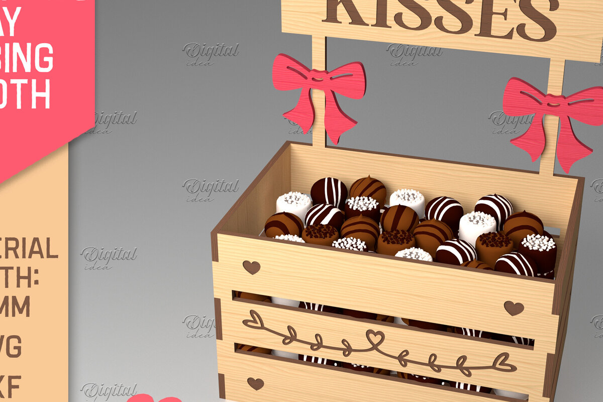 Intra απο ξύλο plywood 3mm-4mm πάχος τρισδιάστατη ημέρα του Αγίου Βαλεντίνου. Kissing Booth  Δίασταση 15x15 cm INTRAFABR-84068853