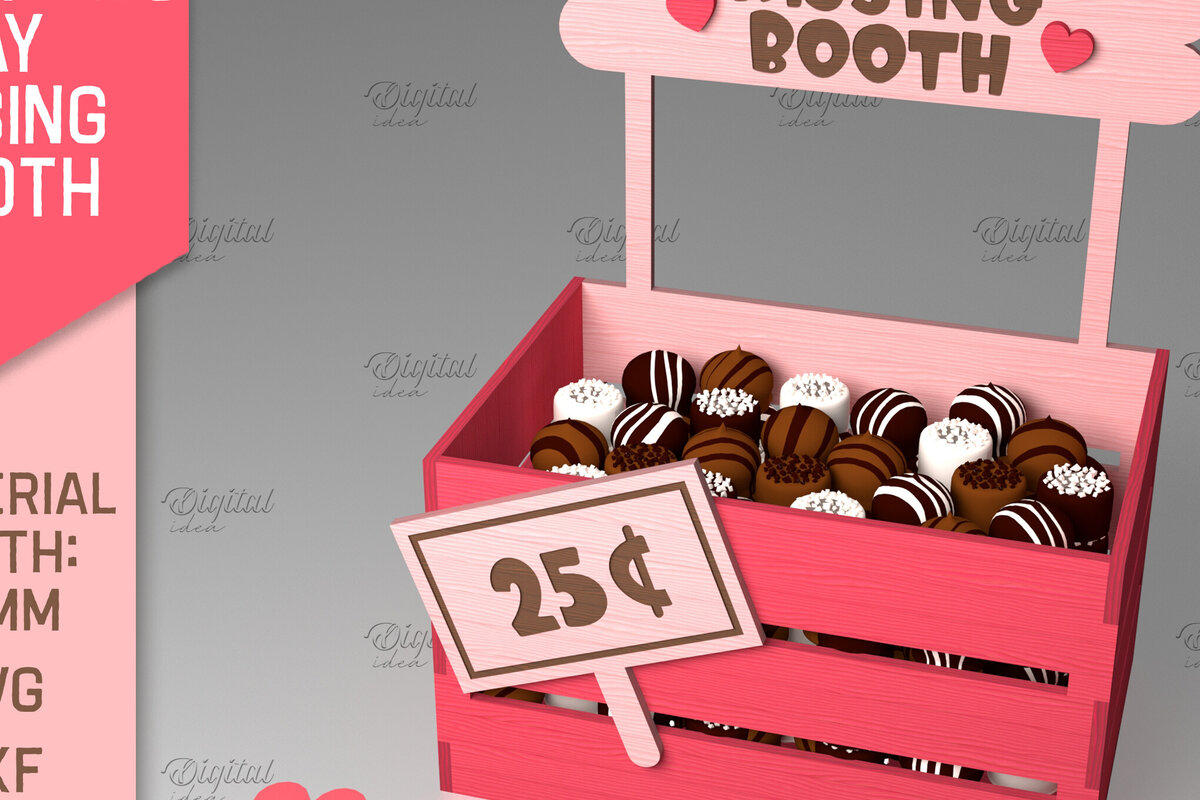 Intra απο ξύλο plywood 3mm-4mm πάχος τρισδιάστατη ημέρα του Αγίου Βαλεντίνου. Kissing Booth  Δίασταση 15x15 cm INTRAFABR-84068902