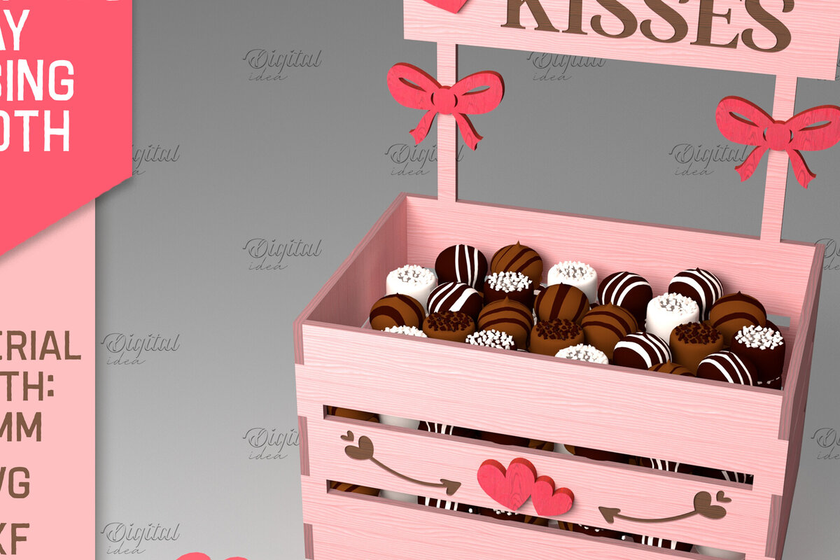 Intra απο ξύλο plywood 3mm-4mm πάχος τρισδιάστατη ημέρα του Αγίου Βαλεντίνου. Kissing Booth  Δίασταση 15x15 cm INTRAFABR-84068770