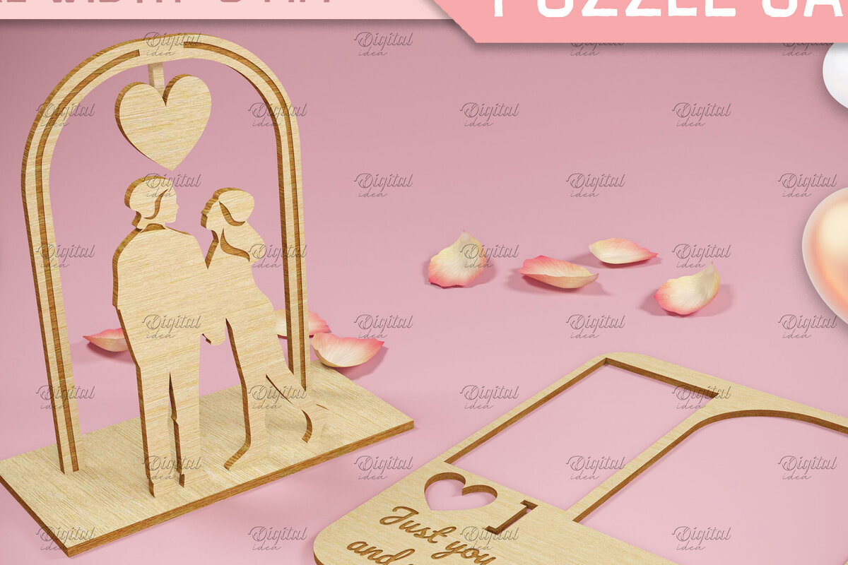 Intra απο ξύλο plywood 3mm-4mm πάχος 3D κάρτα παζλ του Αγίου Βαλεντίνου.  Δίασταση 15x15 cm INTRAFABR-82899282