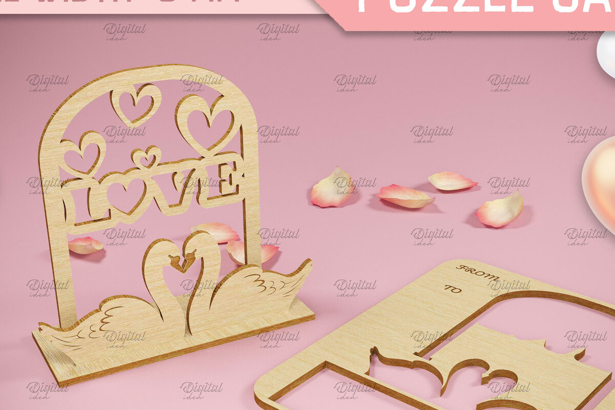 Intra απο ξύλο plywood 3mm-4mm πάχος 3D κάρτα παζλ του Αγίου Βαλεντίνου.  Δίασταση 15x15 cm INTRAFABR-82902199
