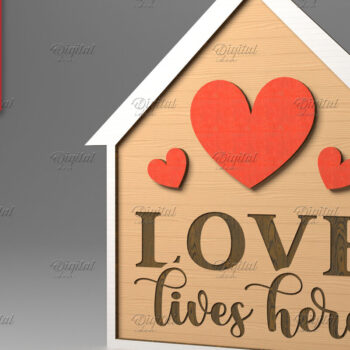Intra απο ξύλο plywood 3mm-4mm πάχος Τρισδιάστατο λέιζερ σημαδιών για το σπίτι του Αγίου Βαλεντίνου Δίασταση 15x15 cm INTRAFABR-83494756 - Image 1