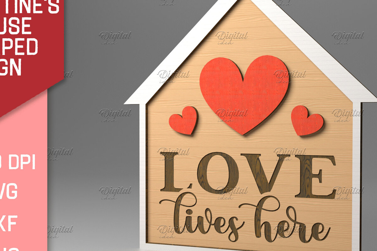 Intra απο ξύλο plywood 3mm-4mm πάχος Τρισδιάστατο λέιζερ σημαδιών για το σπίτι του Αγίου Βαλεντίνου Δίασταση 15x15 cm INTRAFABR-83494756 - Image 1