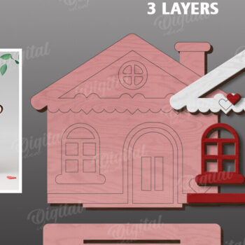 Intra απο ξύλο plywood 3mm-4mm πάχος Τρισδιάστατη σπιτιών του Αγίου Βαλεντίνου Δίασταση 15x15 cm INTRAFABR-112618481 - Image 2