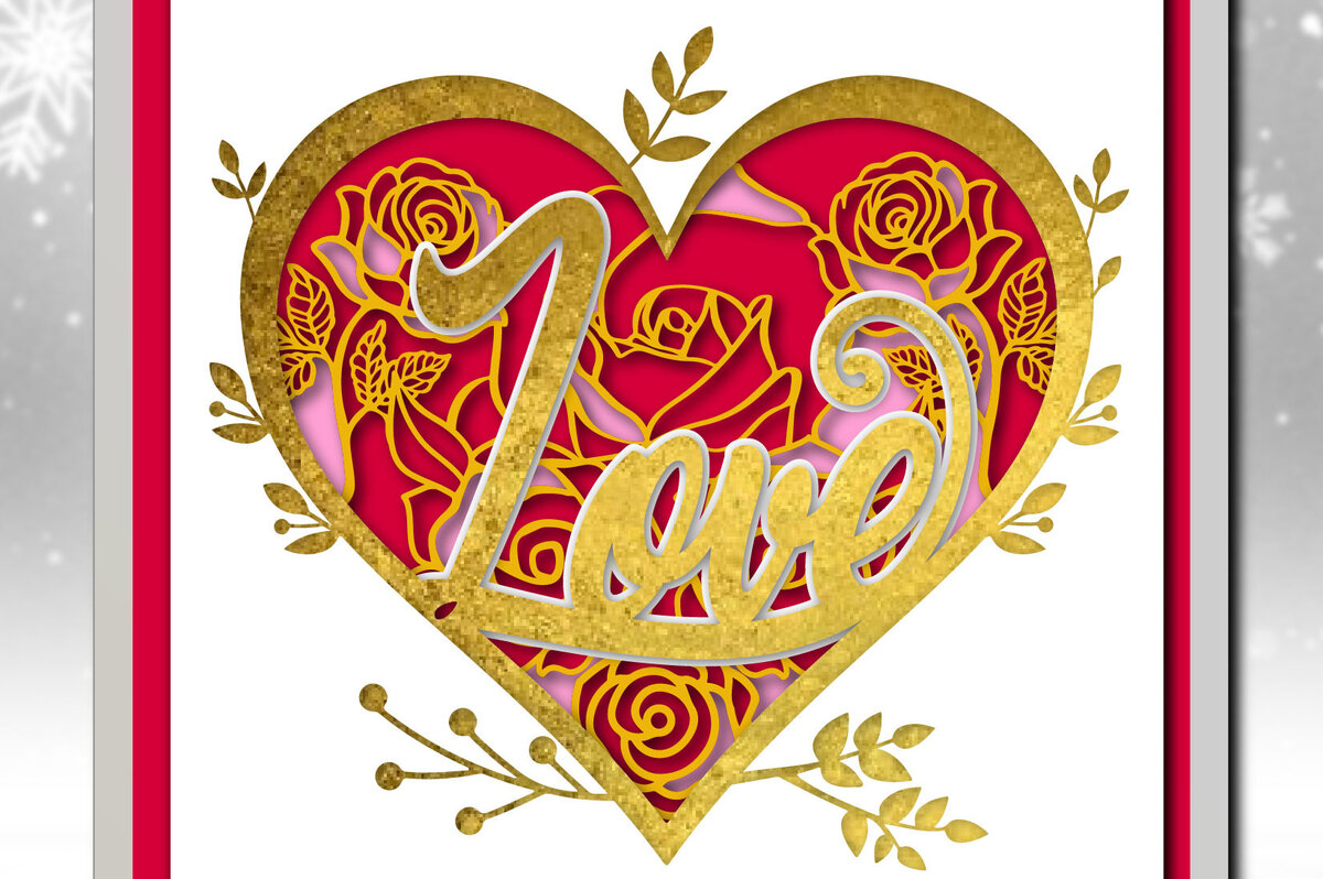 Intra απο ξύλο plywood 3mm-4mm πάχος 3D Valentine's Love Rose Shadow Box Δίασταση 25x25 cm INTRAFABR-58741755