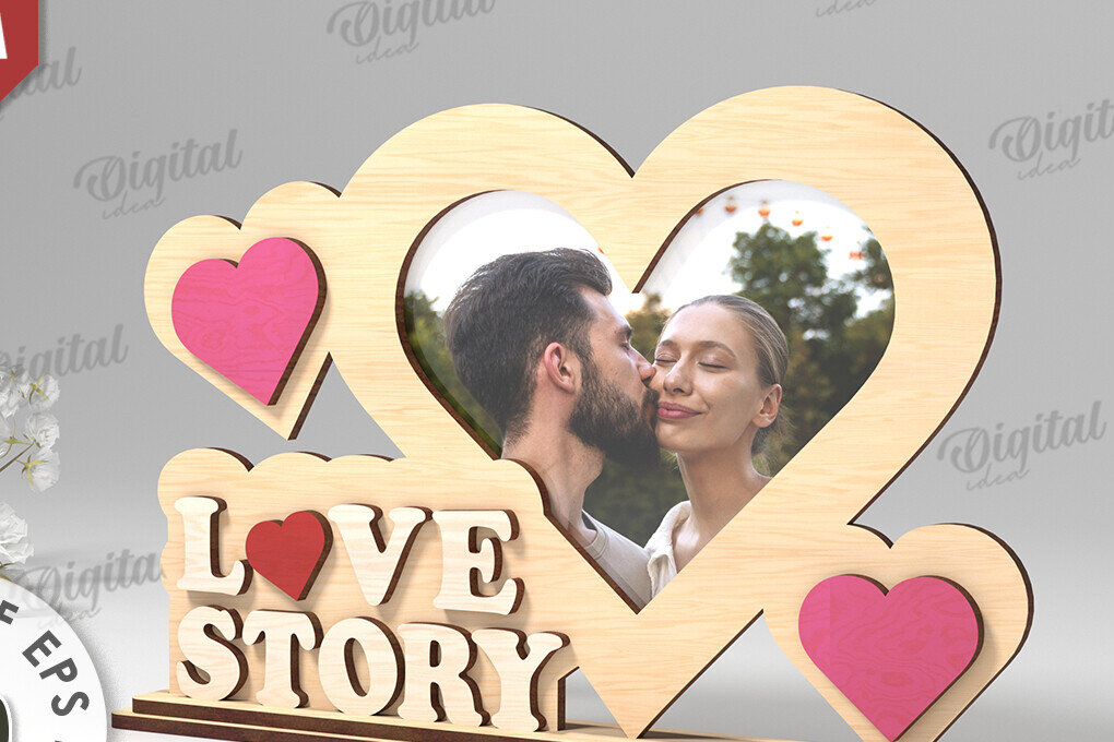 Intra απο ξύλο plywood 3mm-4mm πάχος Τρισδιάστατη κορνίζα Αγίου Βαλεντίνου με Δίασταση 20x30 cm INTRAFABR-113928340