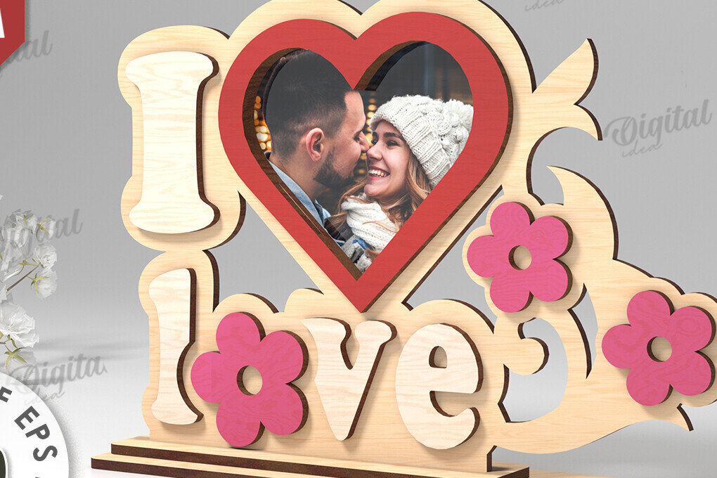 Intra απο ξύλο plywood 3mm-4mm πάχος Τρισδιάστατη κορνίζα Αγίου Βαλεντίνου με Δίασταση 20x30 cm INTRAFABR-113928266