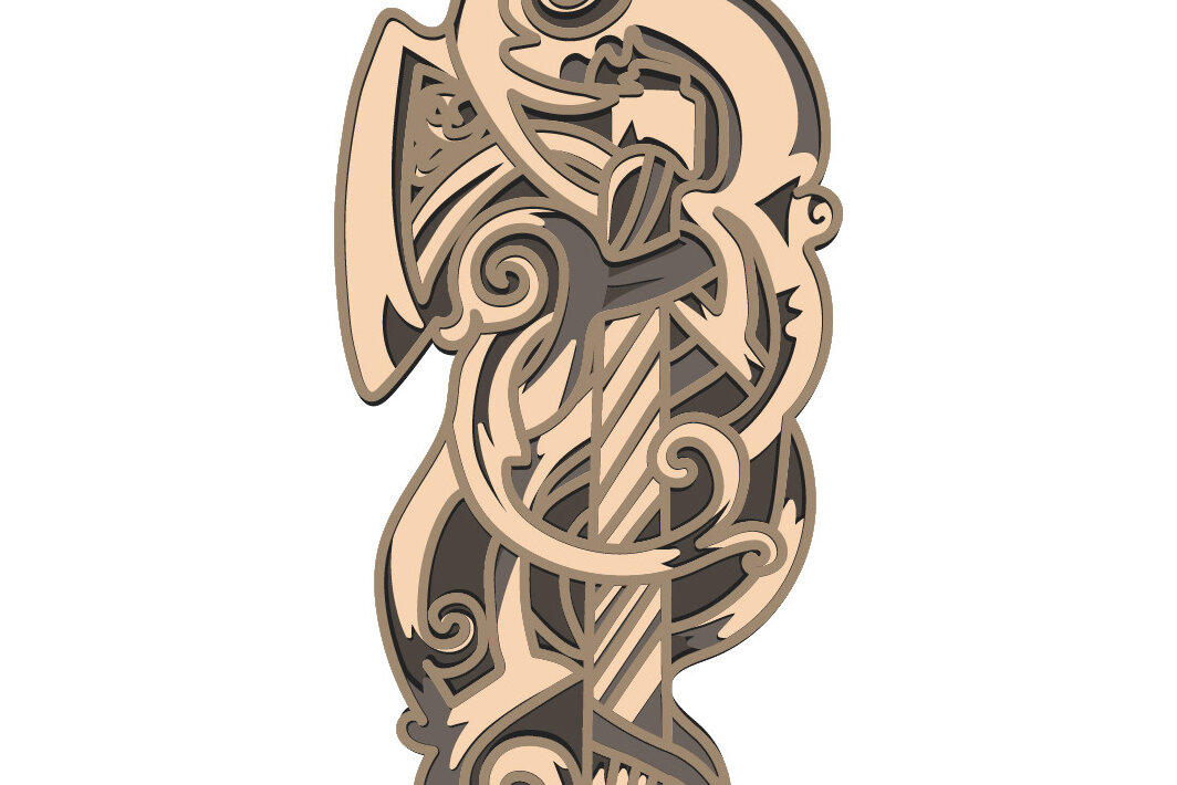 Intra απο ξύλο plywood 3mm-4mm πάχος 3D Viking Axe Multilayer Δίασταση 30x20 cm INTRAFABR-65639573