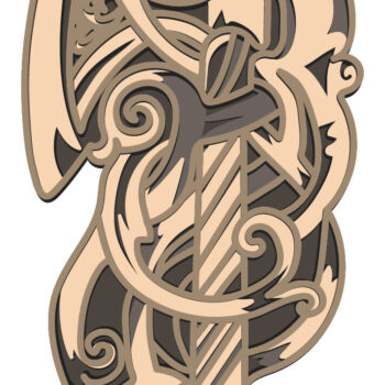 Intra απο ξύλο plywood 3mm-4mm πάχος 3D Viking Axe Multilayer Δίασταση 30x20 cm INTRAFABR-65639573 - Image 3