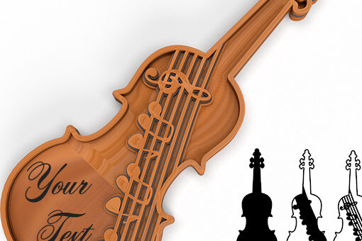 Intra απο ξύλο plywood 3mm-4mm πάχος 3D VIOLIN Cut | CELLO 3D Decora Δίασταση 30x20 cm INTRAFABR-58526139