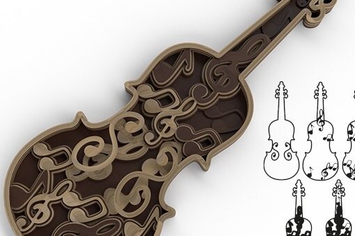 Intra απο ξύλο plywood 3mm-4mm πάχος 3D VIOLIN Cut | CELLO 3D Decora Δίασταση 30x20 cm INTRAFABR-58319309