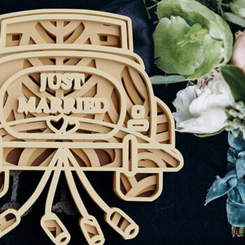 Intra απο ξύλο plywood 3mm-4mm πάχος 3D Wedding -Βέρες Δίασταση 30x30 cm INTRAFABR-101199433 - Image 7