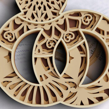 Intra απο ξύλο plywood 3mm-4mm πάχος 3D Wedding -Βέρες Δίασταση 30x30 cm INTRAFABR-101199433 - Image 8